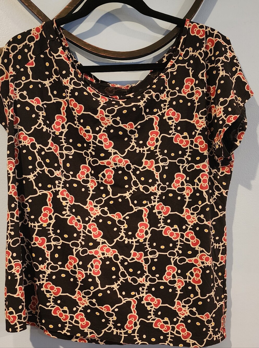 Black Hello Kitty Print Short Sleeve Top Size M
